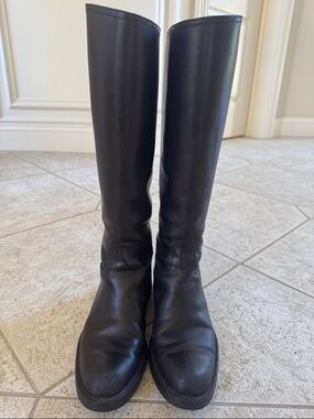Studio Pollini Black Tall Leather Riding Boots